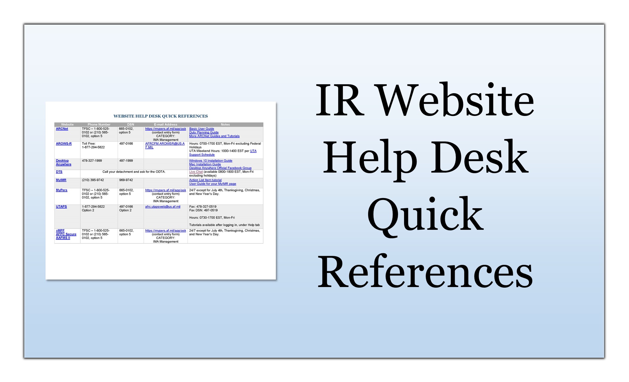 IR Website Help Desk Quick Reference thumbnail link